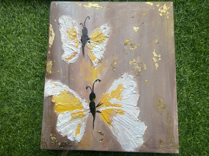 Gold foil textured art (acrylic painting)
