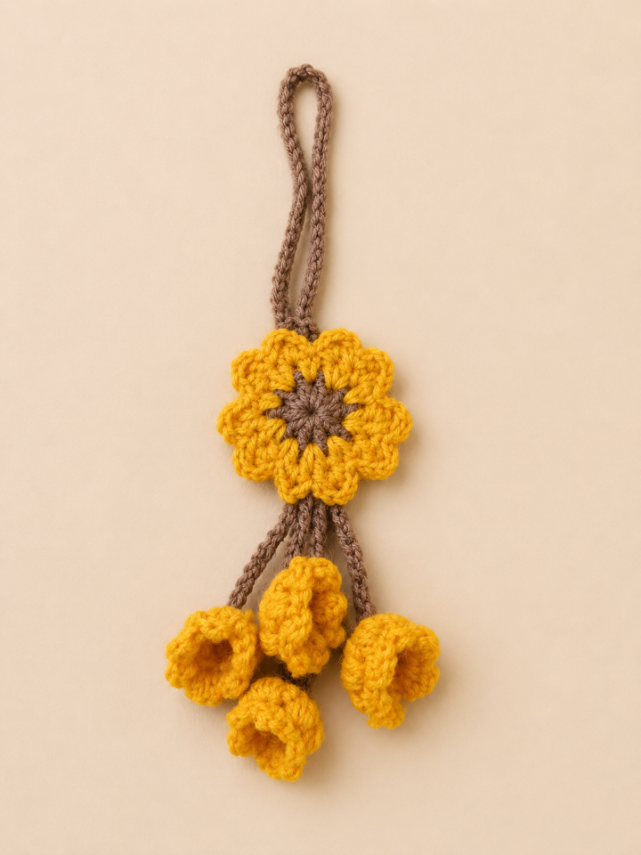 Handmade Crochet Floral Bag Charm