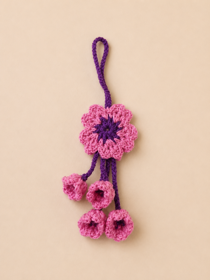 Handmade Crochet Floral Bag Charm