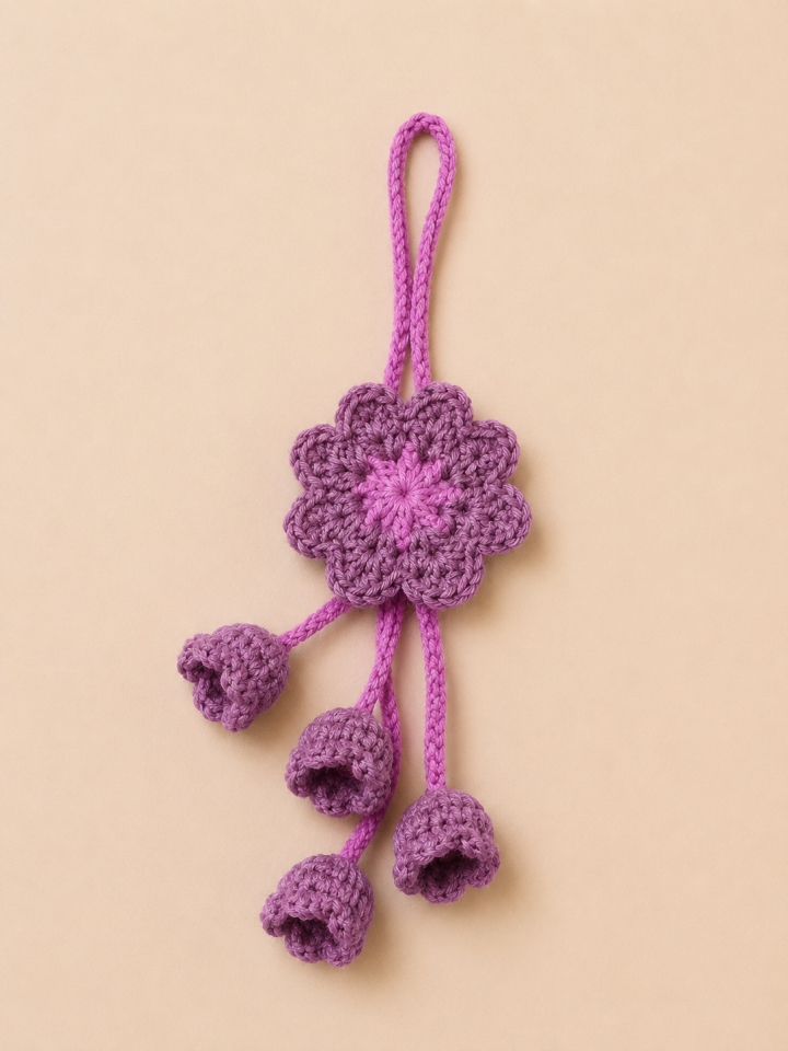 Handmade Crochet Floral Bag Charm