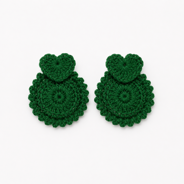Handmade Crochet Heart Earrings