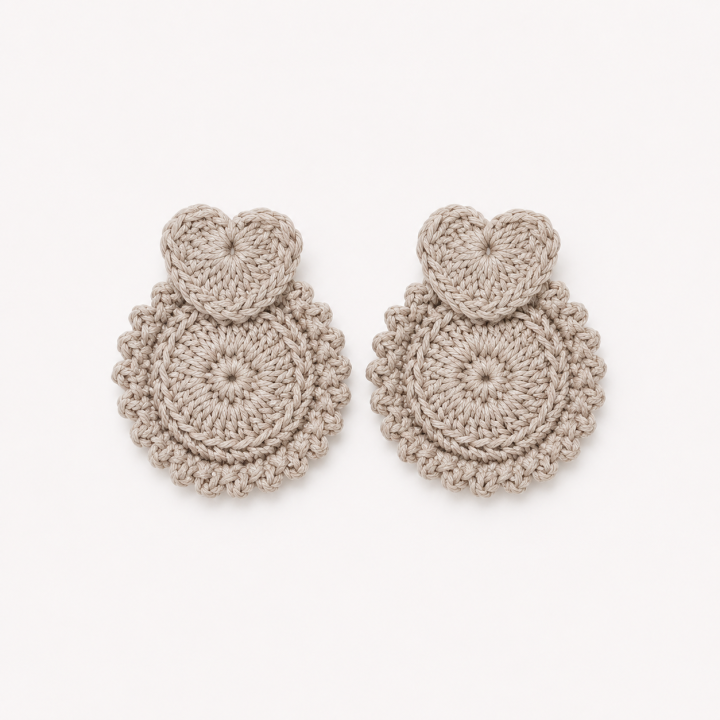 Handmade Crochet Heart Earrings