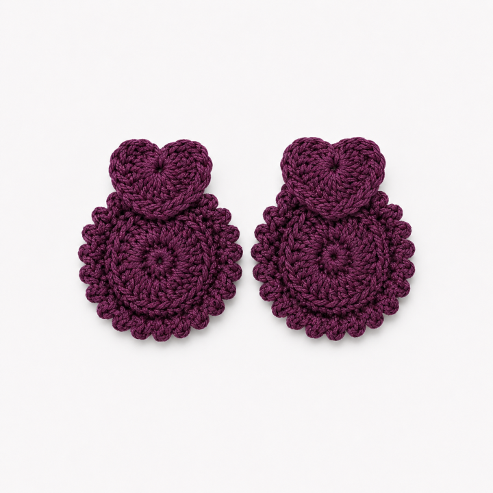 Handmade Crochet Heart Earrings