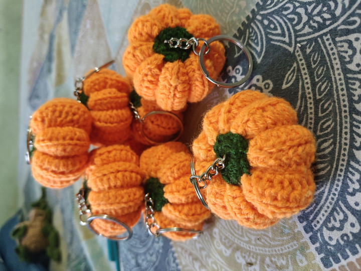 Handmade Crochet Pumpkin Keychain