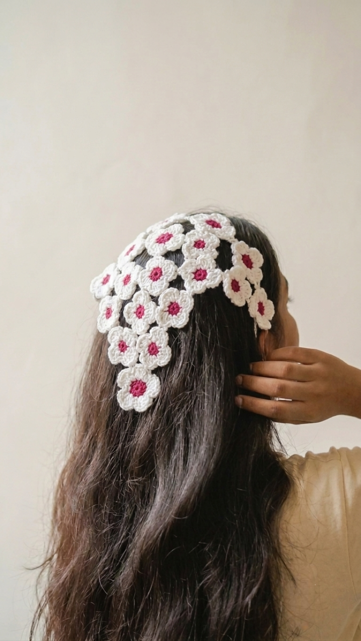 Handmade crochet flower veil