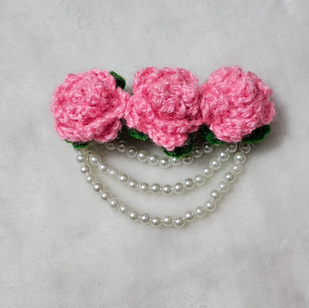 Pink Rosette Barrette Clip
