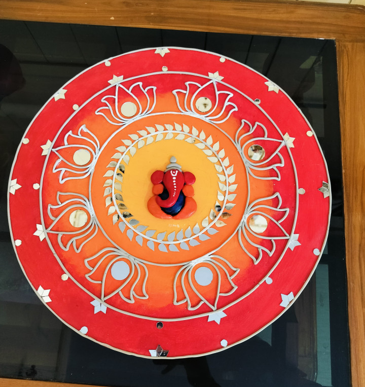 ganesha lippan art frame 